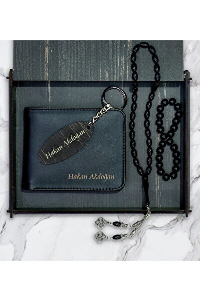 Yaprak Hediyelik Sevgililer Günü Kişiye Özel Ahşap Kutusunda Cüzdan Tespih Bi...