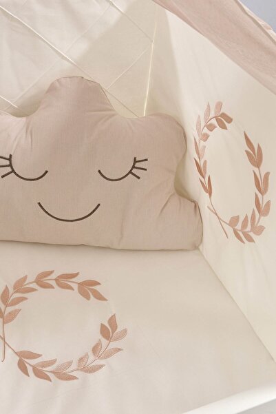 Meltem Smart Mondo Anne Yanı Ahşap Sallanır Beşik 60x120 cm (beyaz-motto pudra)