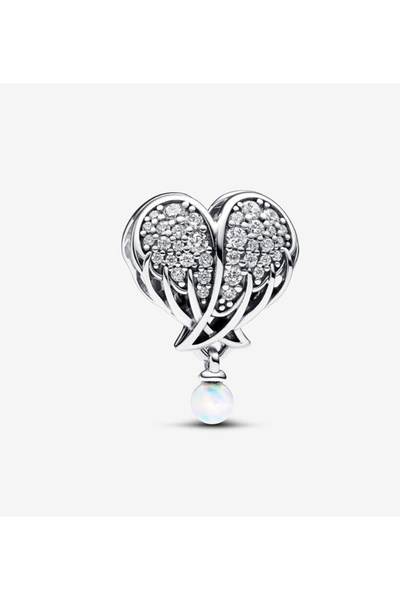 POSEİDONS JEWELLERY أجنحة الملاك اللامعة مع تفاصيل اللؤلؤ وسحر القلب s925