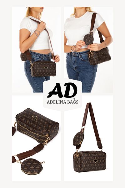 Adelina Bags Γυναικεία τσάντα ώμου με σχέδια με λεπτομέρεια πορτοφολιού