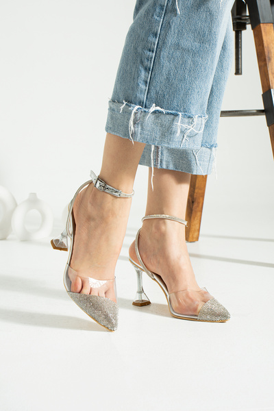 Trendpink Жіночі вечірні туфлі на підборах з прозорим камінням гумусу