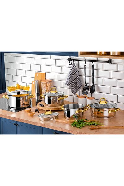 Glore Florence 8 Piece Cookware Set - Gold
