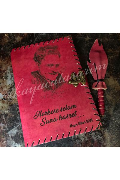 zarif atölye Nazim Hikmet Salute to Everyone Wish You Gift Leather Notebook