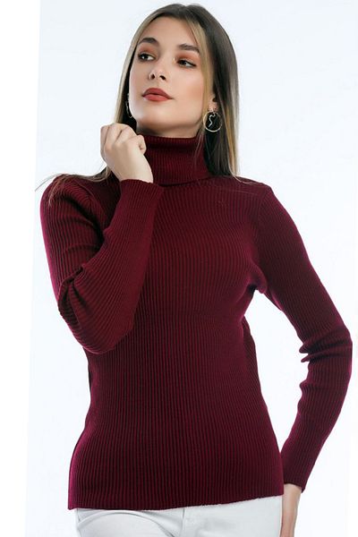 ALCHON Pulover de tricot subțire de sezon, tricot subțire, cu gât rigilat, mânecă lungă, cu nervuri, de bază, simplu, elegant