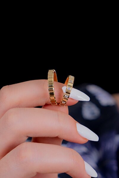 Bora Değerli Madenler 925 Gümüş Tam Tur Alyans, Nişan Yüzüğü, Gümüş Yüzük, Kare Alyans