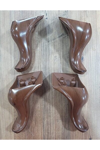 ARON (4 ADET) Yunus 14cm (CEVİZ) Ayak Plastik Mobilya Konsol Komidin Puf Şifonyer Koltuk Ayağı Plastik