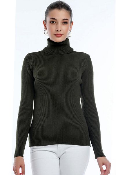 ALCHON Pulover de tricot subțire de sezon, tricot subțire, cu gât rigilat, mânecă lungă, cu nervuri, de bază, simplu, elegant
