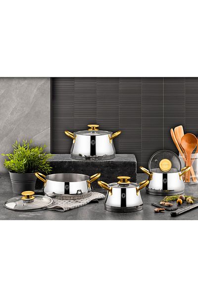 Glore Messina 8 Piece Cookware Set - Gold