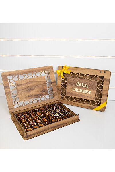 CARON CHOCOLATE Pleksili Özür Dilerim Ahşap Kutu Hediyelik Çikolata