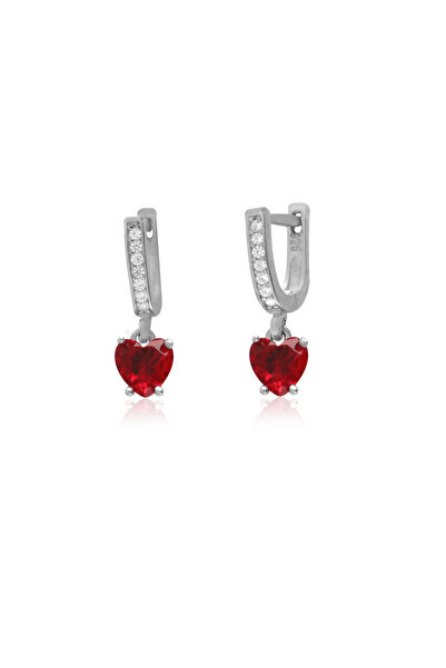 Silveranka 925 Ayar Gümüş Kalp Taşlı Küpe