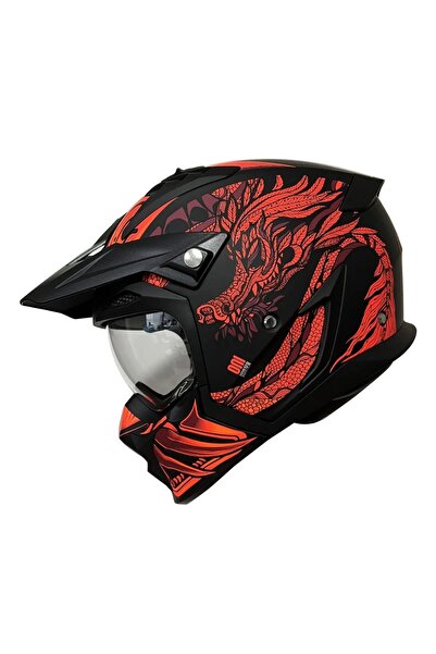 AXXIS Hunter B5 Matt Red Çift Vizörlü Motosiklet Kaskı Çıkarılabilen Fonksiyonel Çene