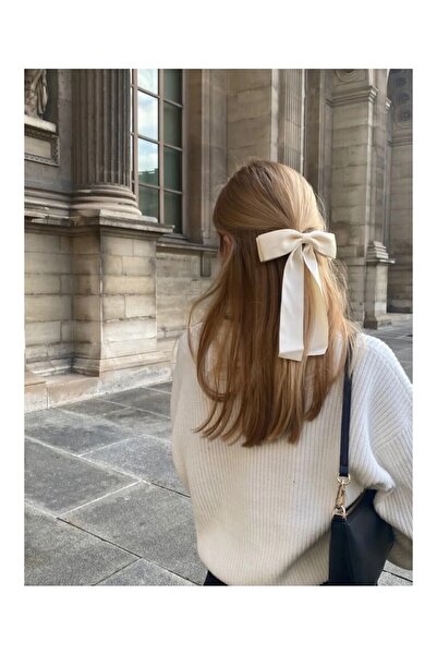 Monalisa Kadın Saten Kurdele Fiyonk Otomatik Toka Krem