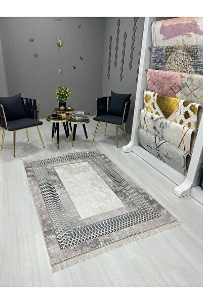 HTC HALI Dijital Baskılı Yıkanabilir Kaymaz Tabanlı Dekoratif Salon Mutfak Ve...