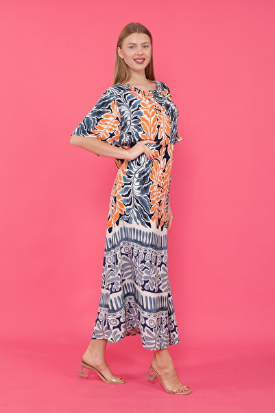 mervemoda Γυναικείο κοντομάνικο υφαντό φόρεμα