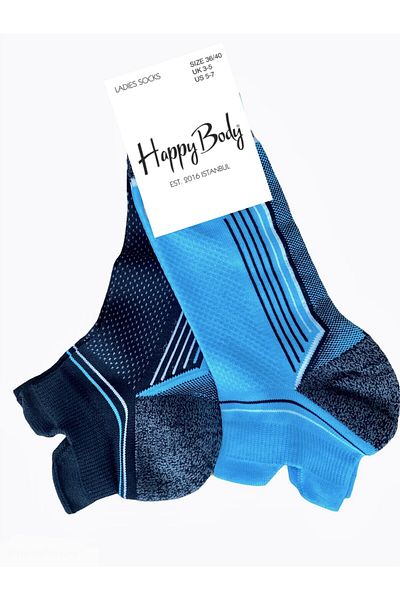 Happy Body عبوة من قطعتين من Micro Tactel للجنسين، كعب رياضي نصف كاحل بلون نيون، منشفة للأنف
