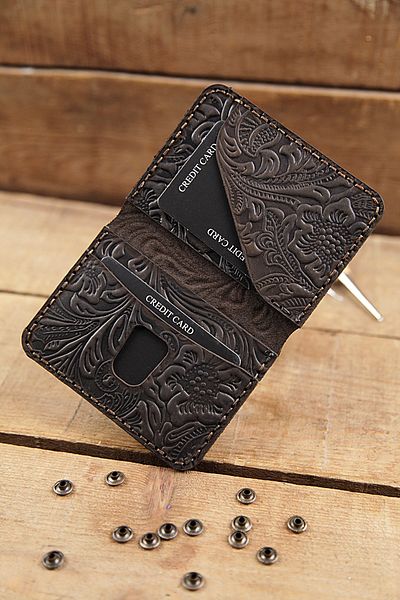 New Coast Leather 1900's Γνήσιο δέρμα Χειροποίητη Ανδρική Κάρτα με σχέδιο