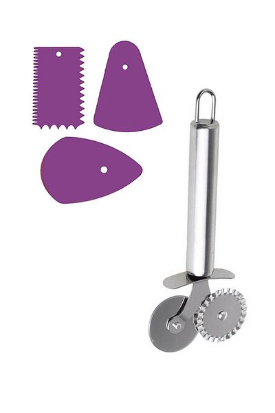 Sekiz8 Set of 4 Dough Scraper Spatula Pastry Decorating Set, Pizza Dough Cutter