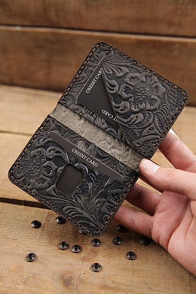 New Coast Leather 1900's Γνήσιο δέρμα Χειροποίητη Ανδρική Κάρτα με σχέδιο