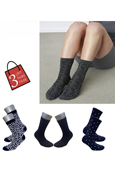 Happy Body Organik Simli Kadın 4’lı Soket Desenli Ince Yıkamalı Kumaş Sıkmayan Lastik