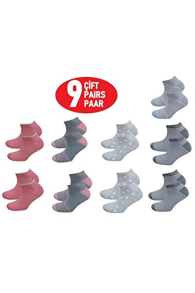 Happy Body Penye Kadın 9'lu Patik Simli Ekonomik Paket Sıkmayan Lastik