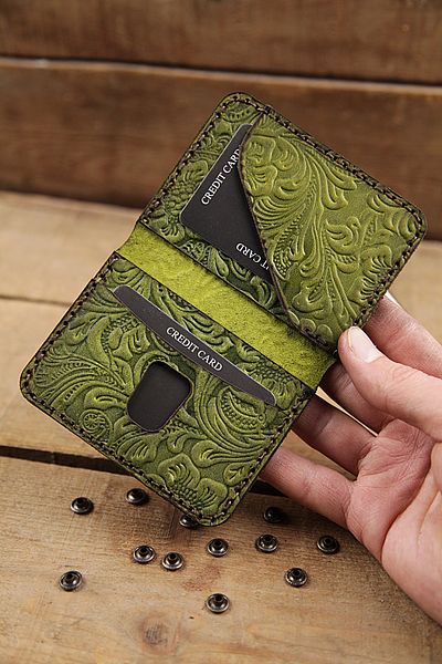 New Coast Leather 1900's Γνήσιο δέρμα Χειροποίητη Ανδρική Κάρτα με σχέδιο