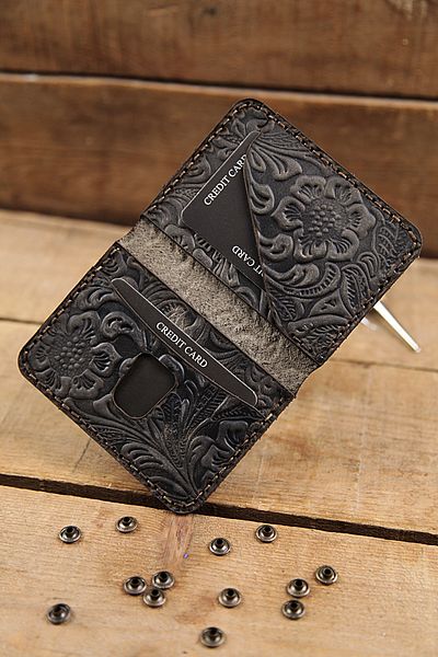 New Coast Leather 1900's Γνήσιο δέρμα Χειροποίητη Ανδρική Κάρτα με σχέδιο