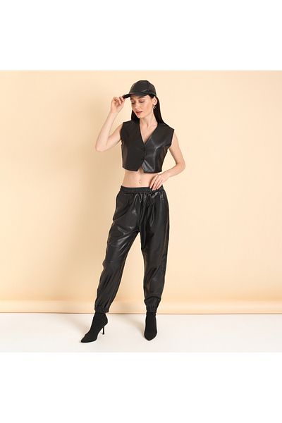 GaiaCollection Leather Black Vest