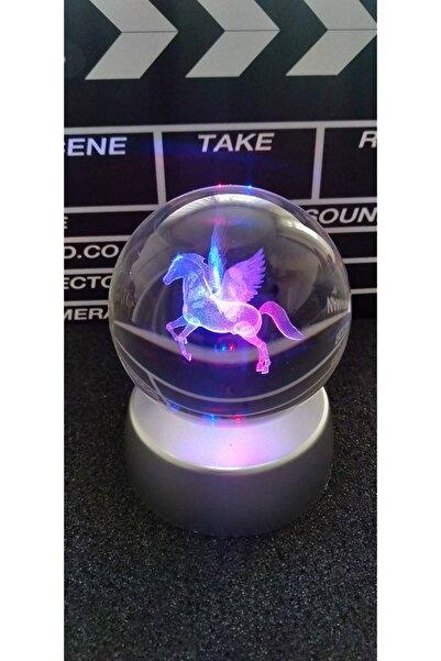 Genel Markalar Kristal 3D Işıklı Renk Değiştiren Standlı Pegasus Kanatlı At T...