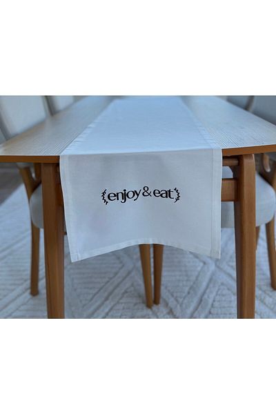 Hanles Enjoy&eat Embroidered Off White Runner Table Cloth American Service
