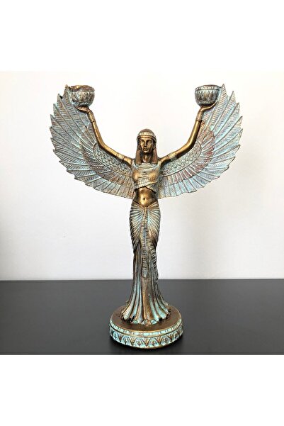 Kare Art Isis Şamdan. 31x23x8 Cm. Hediyelik Dekoratif Polyester Biblo Biblo Ş...