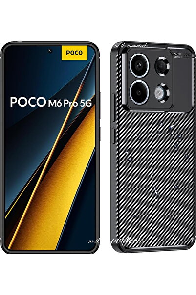 m.tk moveteck POCO M6 Pro Kılıf Kamera Korumalı Karbon Desen Görünüm Uzun Ömü...