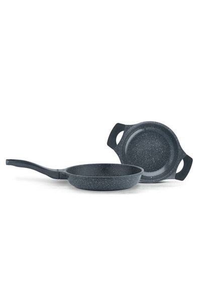 ThermoAD Set of 2 Cast Iron Pans and Saucers 26 X 20 Cm. Grey