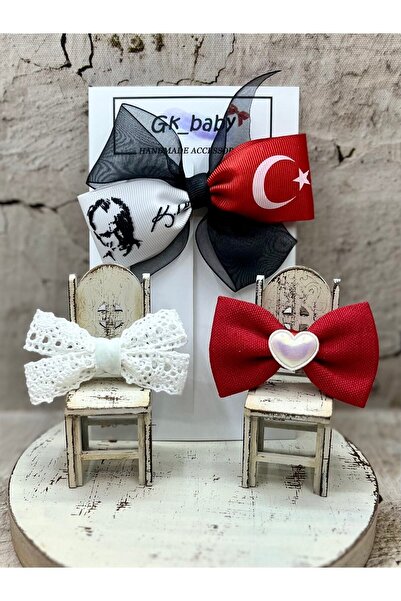 GK مجموعة مشبك أبيض وأحمر مع علم أتاتورك