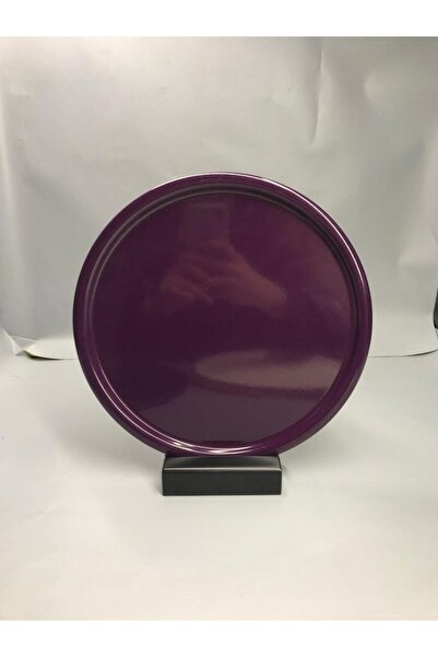 Aslı Hediyelik صينية تقديم مزخرفة للشاي والقهوة والكعك باللون الأرجواني غير ا...