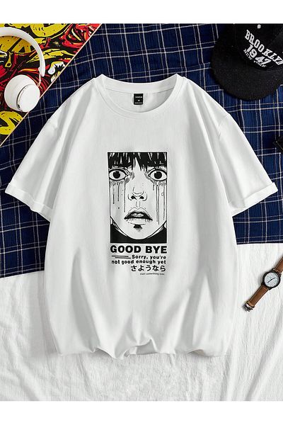 Jose Clothing Μπλουζάκι Unisex Λευκό εμπριμέ από οργανικό βαμβάκι Oversize Cut