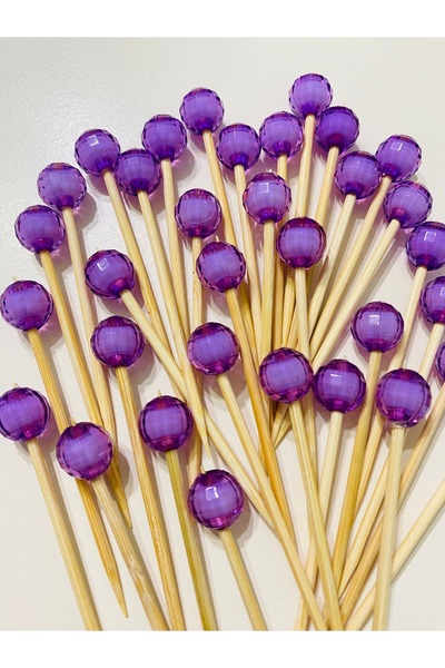 yağmur gökçe رقم: 32 - 50 قطعة من مسواك مزخرفة بالخرز لحفلات الخطوبة وأعياد الميلاد وحفلات كب كيك مولود