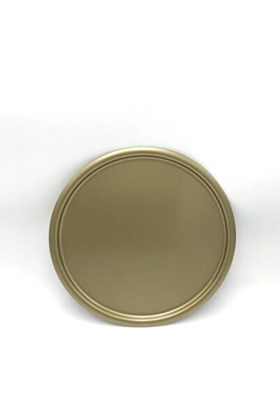 Aslı Hediyelik Metal Yuvarlak Çay, Kahve, Pasta Servis Tepsisi Dekoratif Sunum Tepsisi Gold Boya 30 Cm
