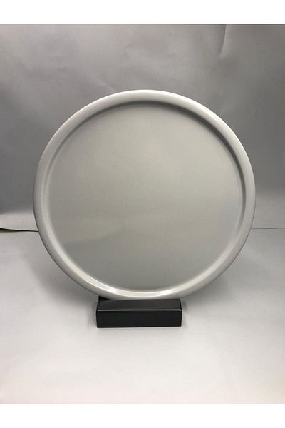 Aslı Hediyelik 30 Cm Matte Gray Metal Round Tea, Coffee, Cake Serving Tray Decorative Presentation Tray