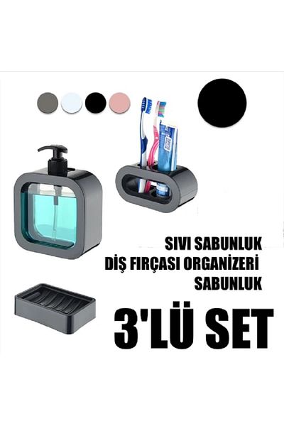 Şener collection Σετ 3 θήκης σαπουνιού Επαναγεμιζόμενη θήκη σαπουνιού Οργανωτής οδοντόβουρτσας