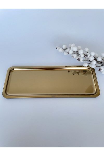 Lejon Home Gold Rectangular Tray 33*13 Cm