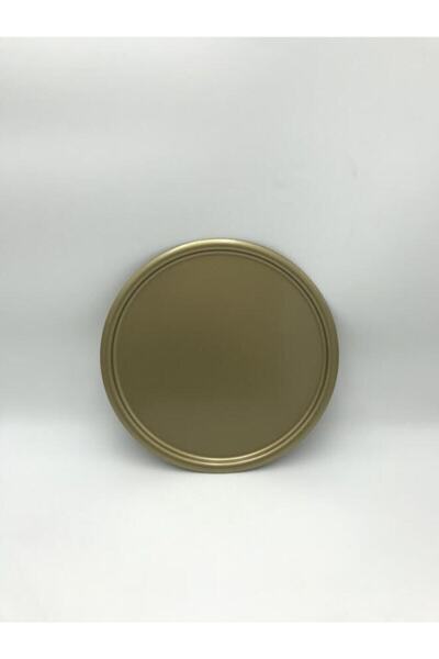 Aslı Hediyelik Metal Yuvarlak Çay, Kahve, Pasta Servis Tepsisi Dekoratif Sunum Tepsisi Gold Boya 30 Cm