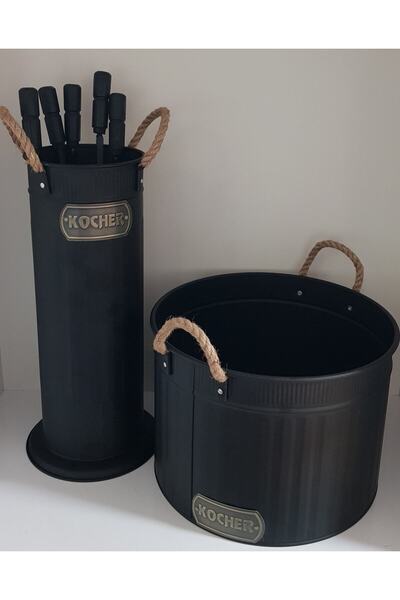 KOCHER Şömine Aksesuar Seti Mat Siyah 38