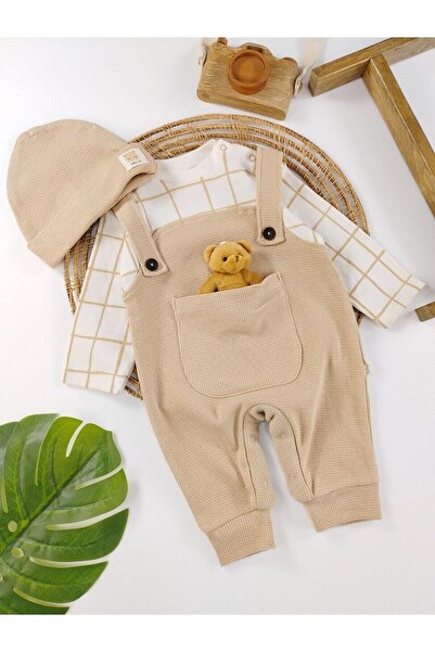 Murat Baby Waffle Beret, Teddy Bear Toy, Comfortable, Snap Fastener, Baby Boy...