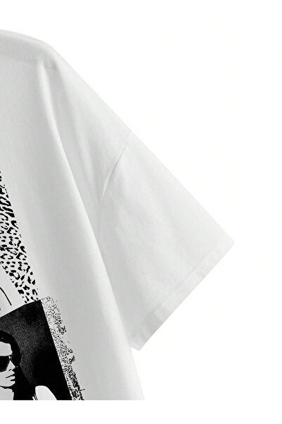 Jose Clothing Μπλουζάκι Unisex Λευκό εμπριμέ από οργανικό βαμβάκι Oversize Cut