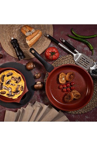 ThermoAD Aluminum Granite Casting Red Diamond Series 20 Cm Saucepan & 26 Cm Pan Set