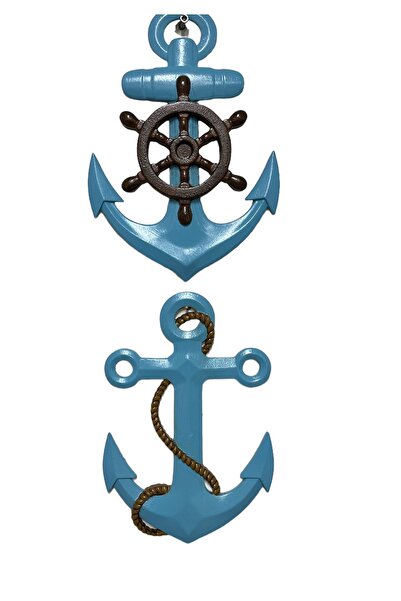 Dolce ÇAPA VE DÜMEN DESEN DUVAR SÜSÜ 2Lİ MAVİ-KAHVERENGİ