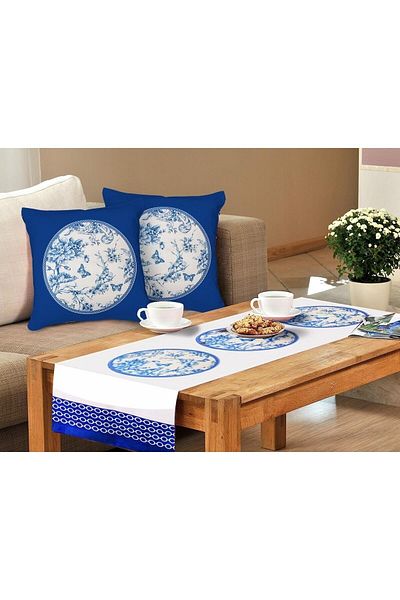 Miss Betty Runner and Square Pillow Set Blue Life