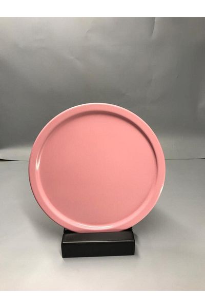 Aslı Hediyelik Metal Lilac Color Single Decorative Tea, Coffee and Cake Service Presentation Tray 23 Cm