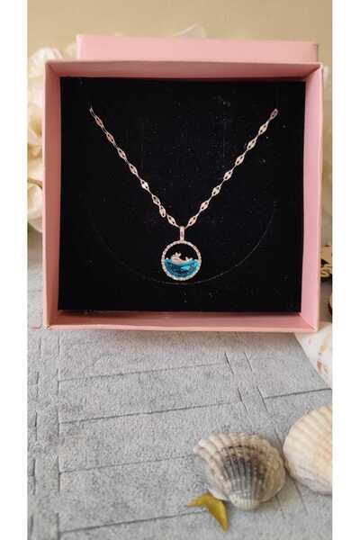 HKN AVM ACCESSORİES Çelik Kararmaz Yunus Kolye Gümüş