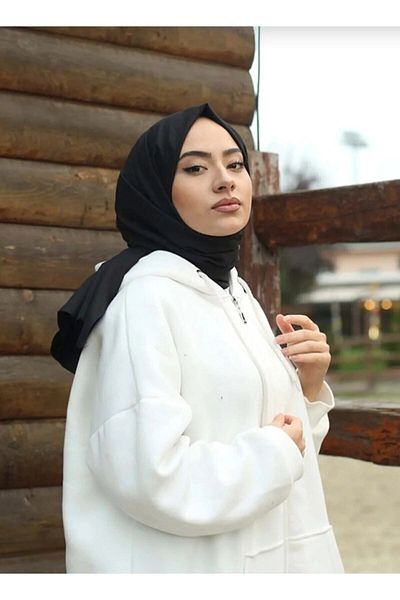 feronis Hijab Women's Cotton Jazz Shawl Model _ Black
